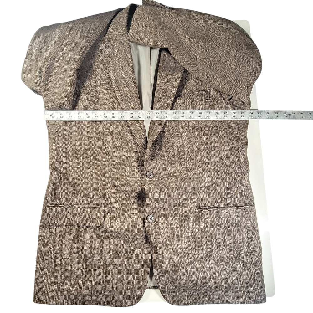 Vtg Etienne Aigner 44L Brown Herringbone Lambswool Blazer Coat - Picture 9 of 15